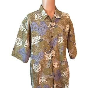 Point Zero Shirt Mens XL Extra Large Hawaiian Floral Short Sleeve Button Up